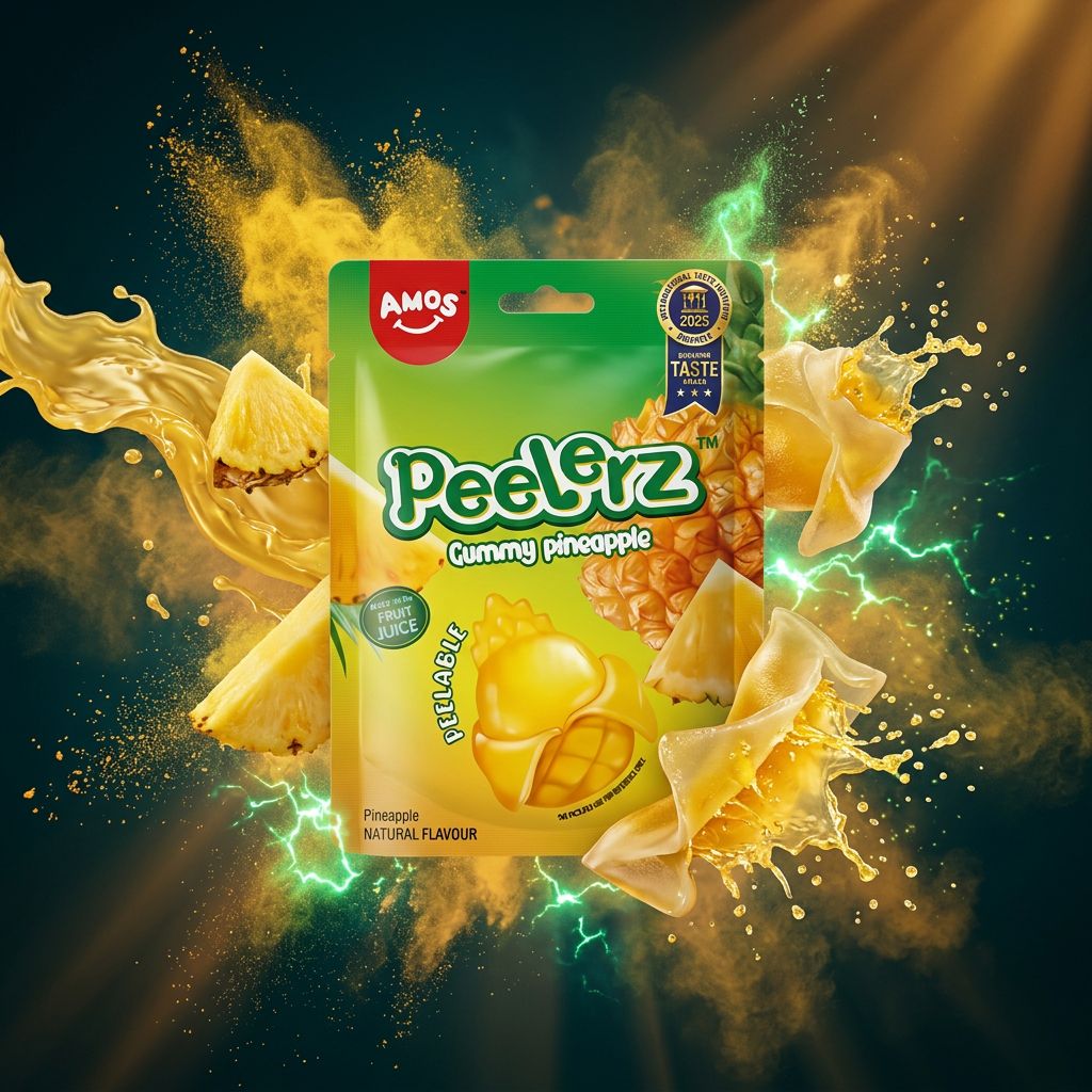 Amos Peelerz Gummy Pineapple, bonbon gélifié ananas à peler importé des USA, disponible sur My American Shop
