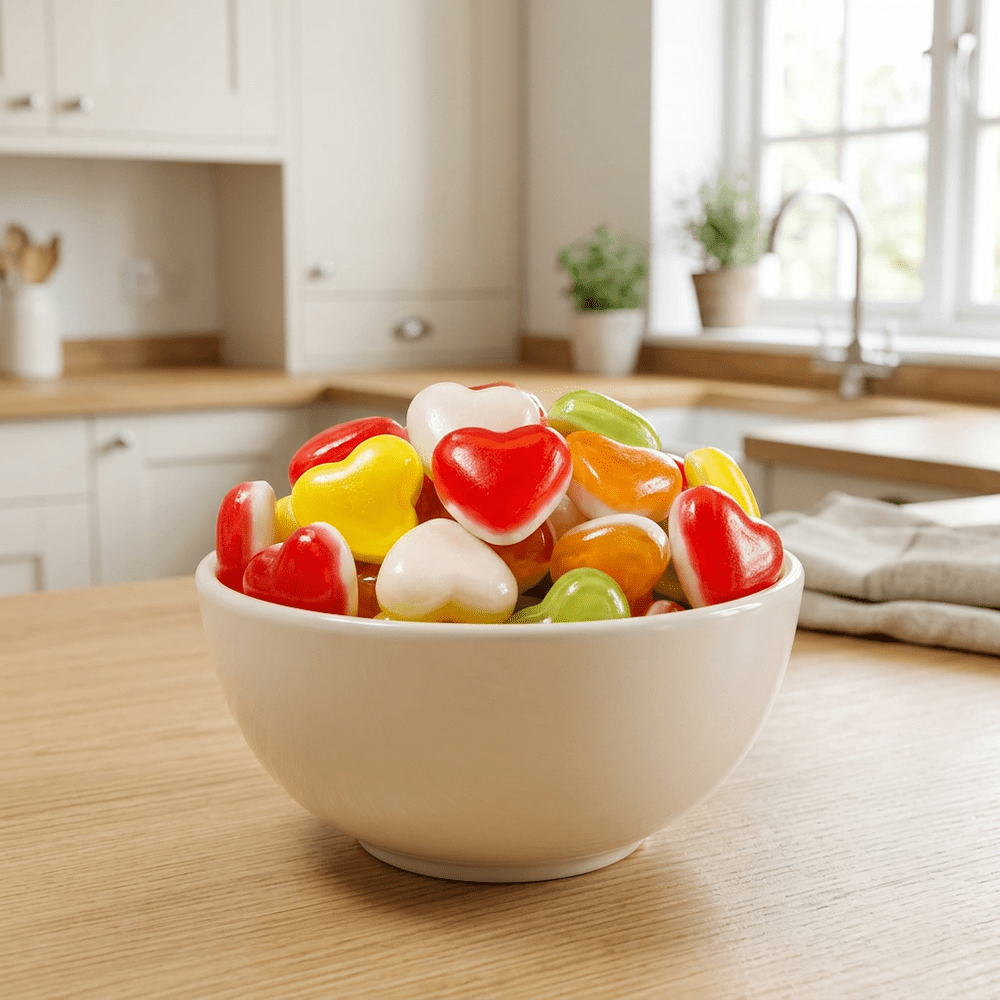 Bonbons Bebeto Heart Gummy Pick'n Mix présentés dans un bol | My American Shop