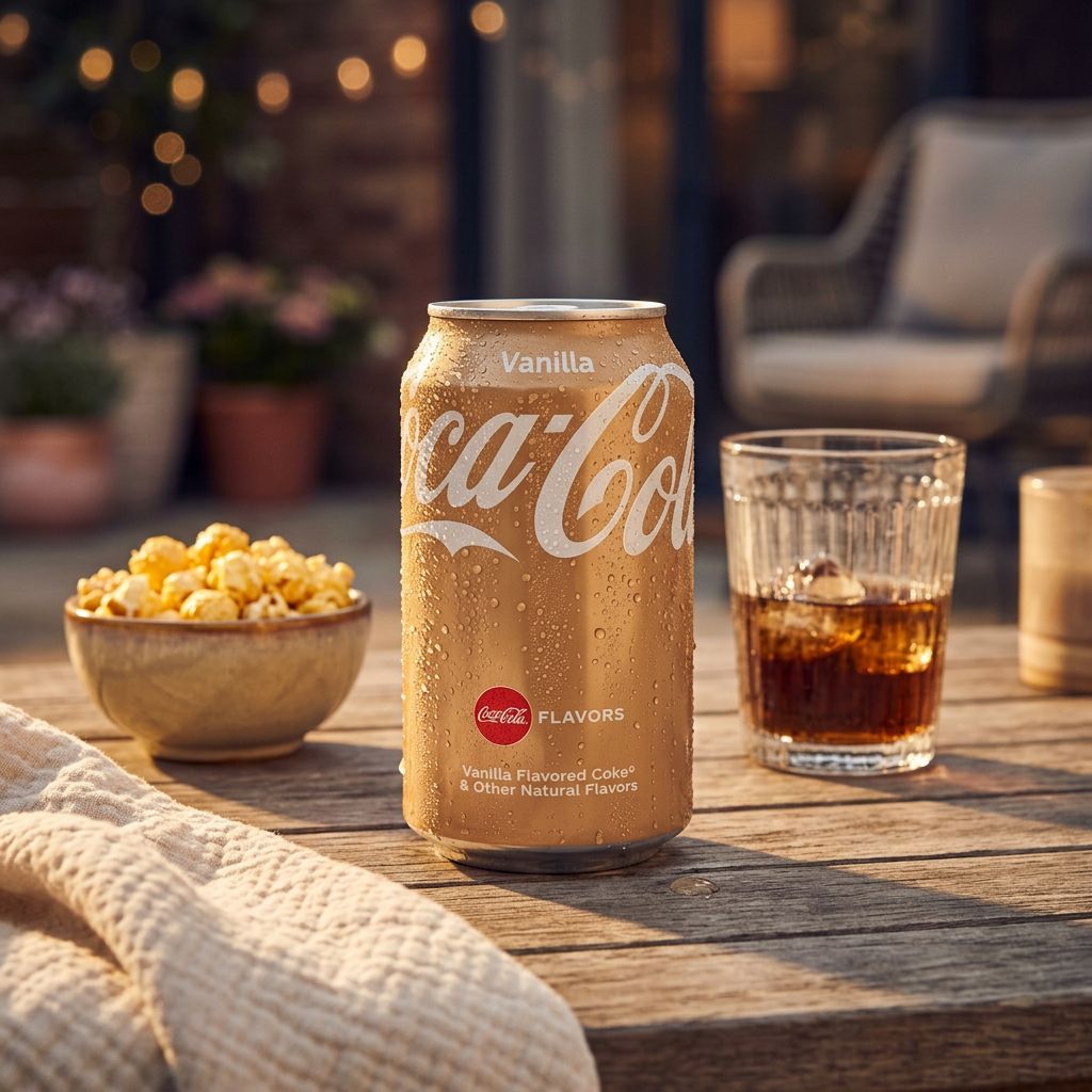 Coca-Cola Vanilla EU, soda cola aromatisé vanille, formulation européenne, disponible sur My American Shop
