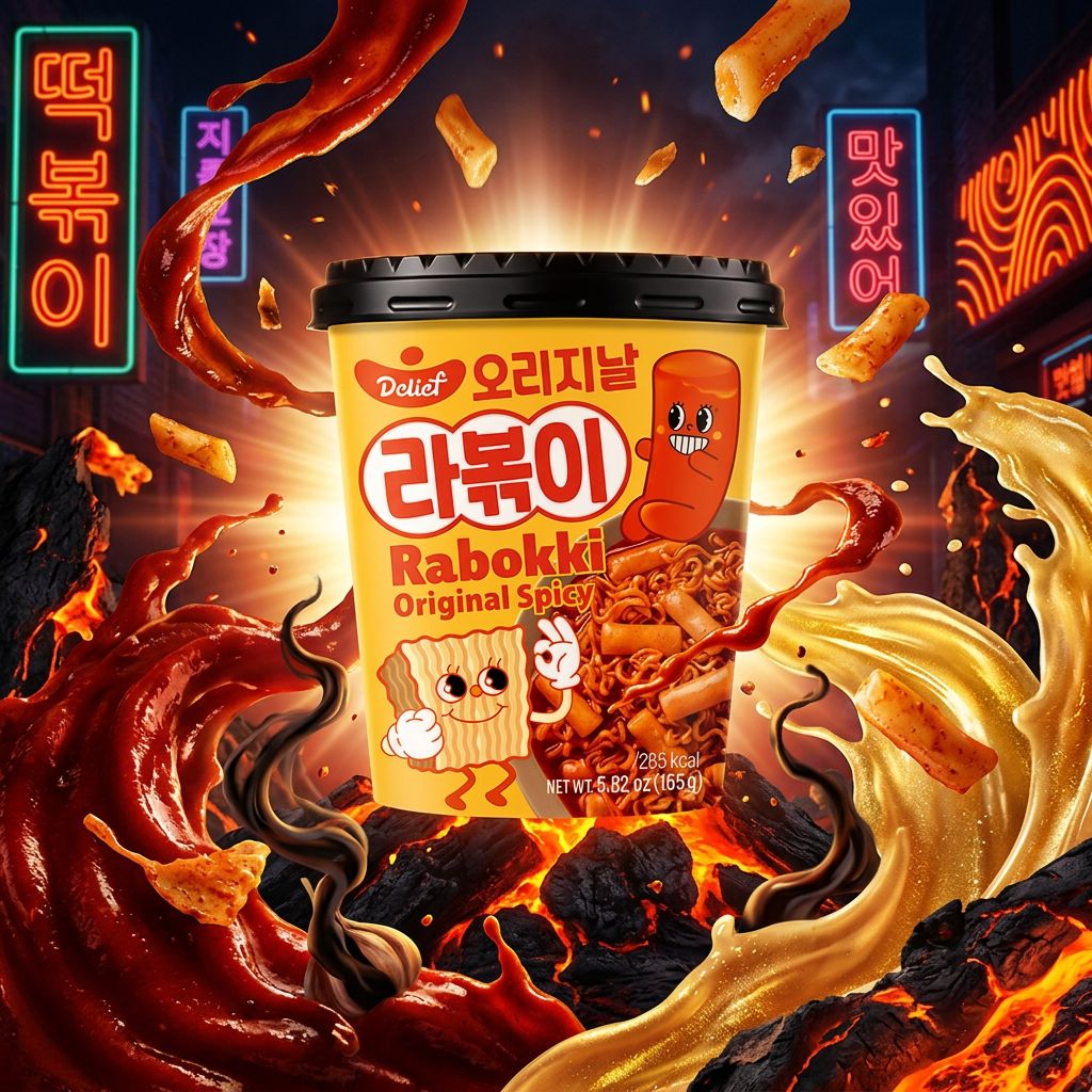 Delief Rabokki Sweet And Spicy, kit coreen tteok et nouilles sauce pimentee sucree, disponible sur My American Shop