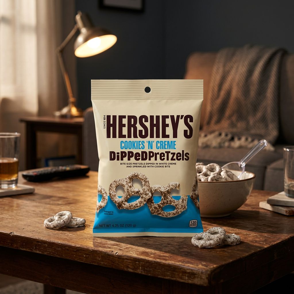 Hershey's Dipped Pretzels Cookies & Cream, snack americain bretzel enrobe chocolat blanc, disponible sur My American Shop