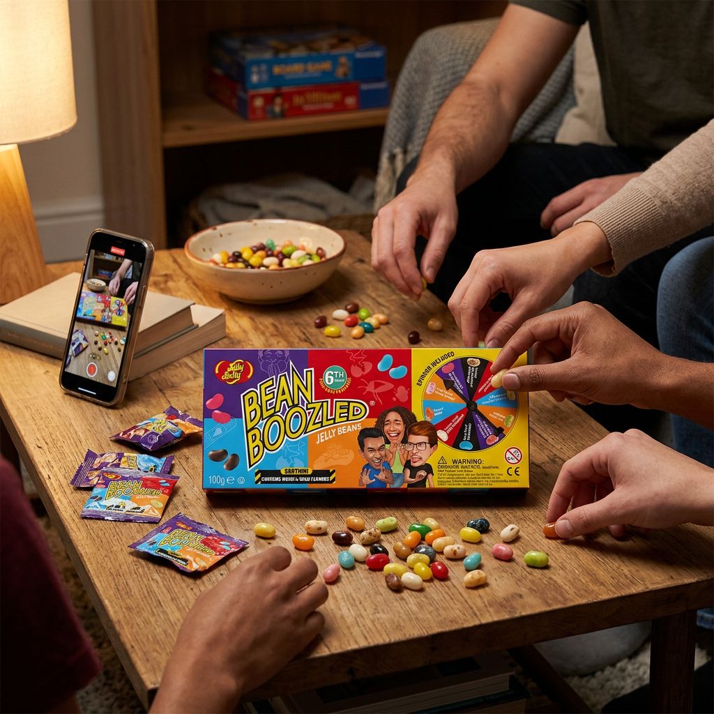 Jelly Belly Bean Boozled Game, roulette de jellybeans bonnes ou dégoûtantes, boîte avec spinner, origine USA, disponible sur My American Shop