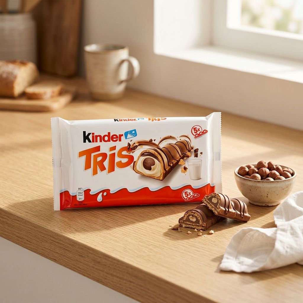 Kinder Tris, barre chocolatée wafer fourré lait et noisette par Ferrero, disponible sur My American Shop