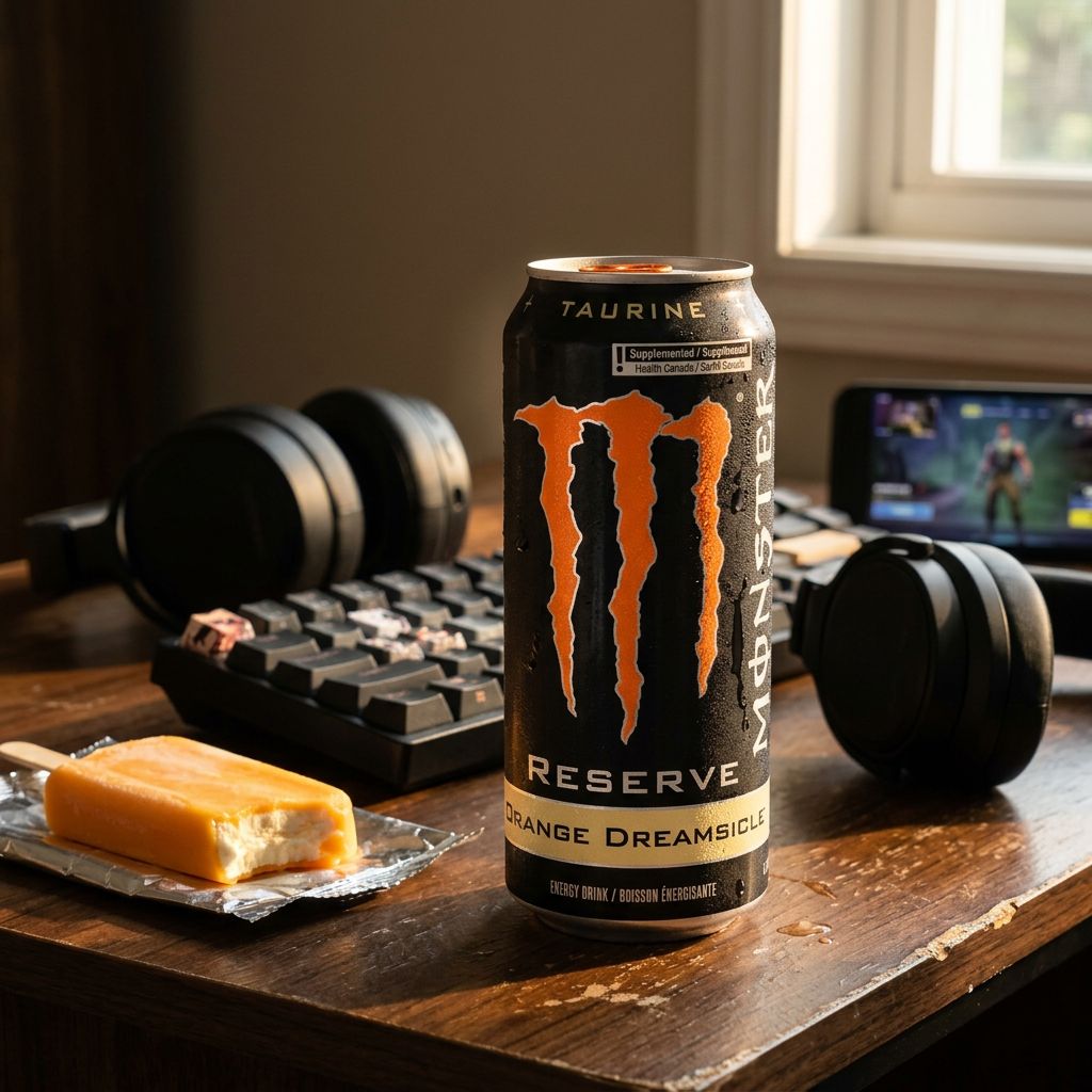 Monster Energy Dreamsicle Orange, canette 500ml importée des États-Unis, saveur orange crémeuse, disponible sur My American Shop