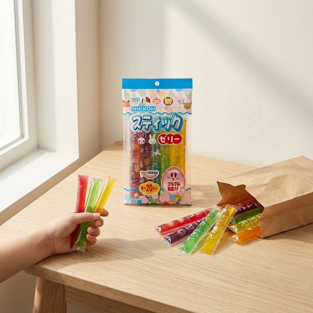 Nikkoh Jelly Sticks bonbons gélifiés fruités pomme raisin format stick snack viral TikTok disponible sur My American Shop