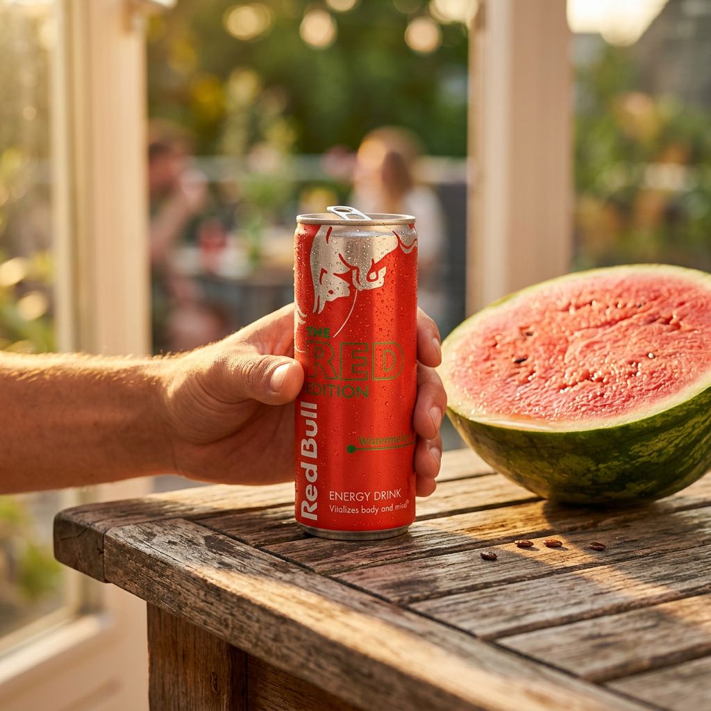 Red Bull Energy Drink Watermelon Edition 250ml, saveur pastèque, importé des USA, disponible sur My American Shop