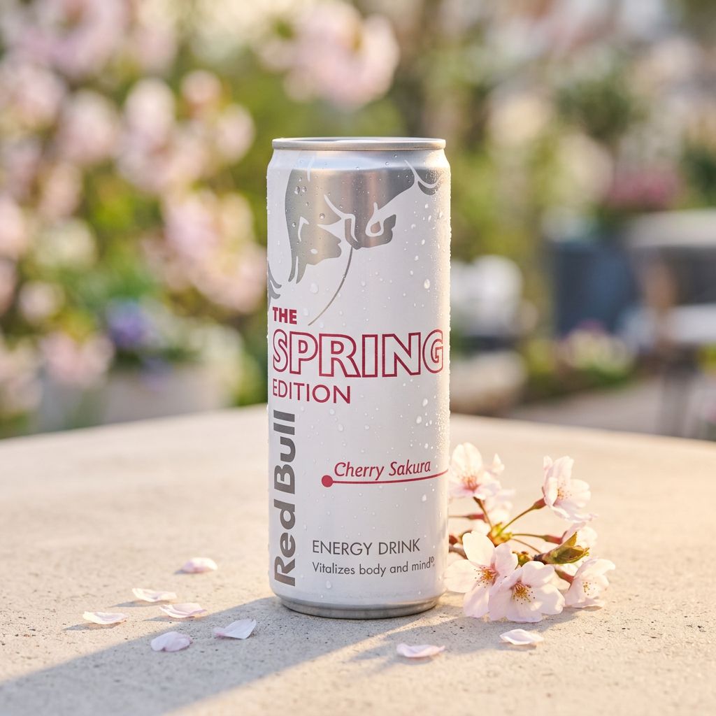 Red Bull Spring Edition Cherry Sakura grand format, saveur cerise et fleur de cerisier, édition limitée, disponible sur My American Shop