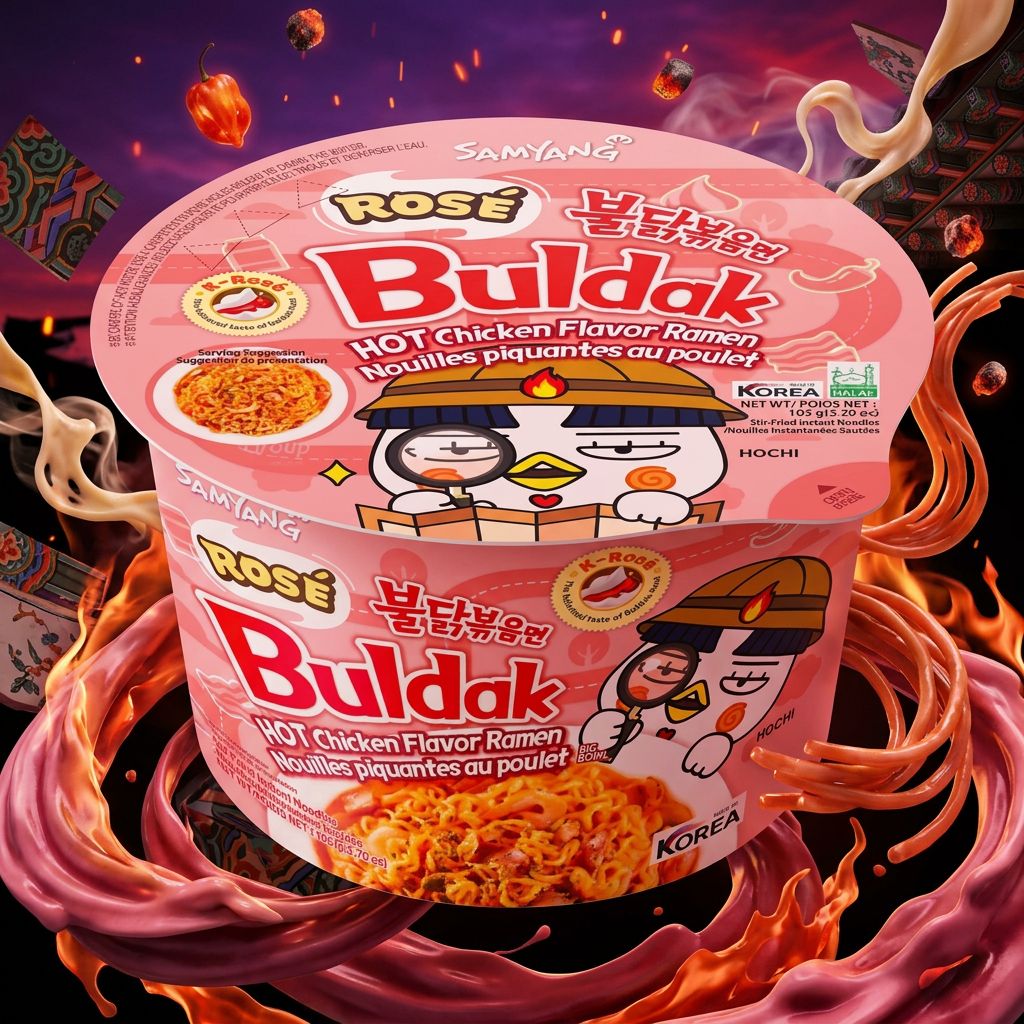 Samyang Ramen Bowl Hot Chicken Rose Sauce, ramen coréen crémeux épicé format bowl, disponible sur My American Shop