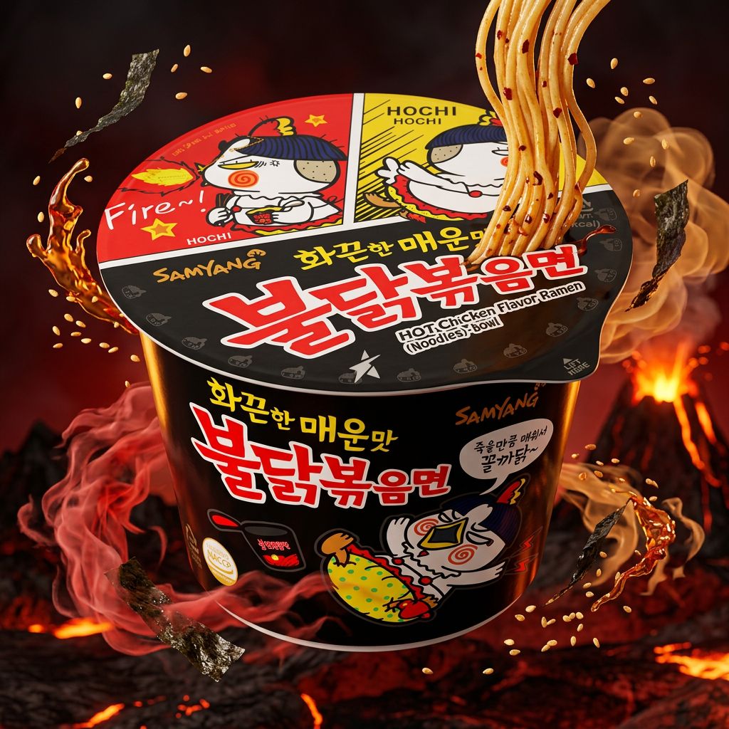 Samyang Ramen Bowl Hot Chicken Spicy Big, format extra-large, ramen épicé coréen instantané, disponible sur My American Shop