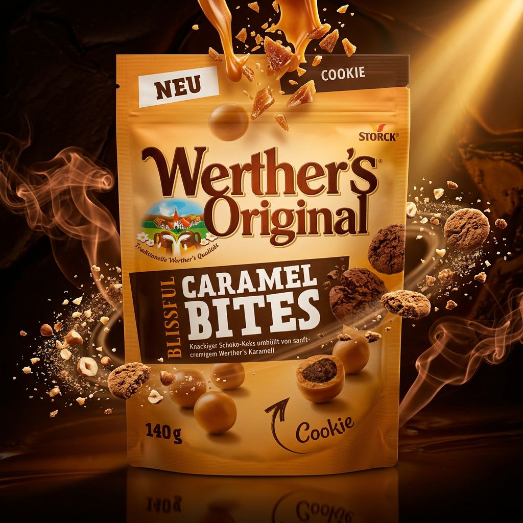 Werther's Original Blissful Caramel Bites Cookie, bouchées biscuitées caramel fondant importées, disponible sur My American Shop