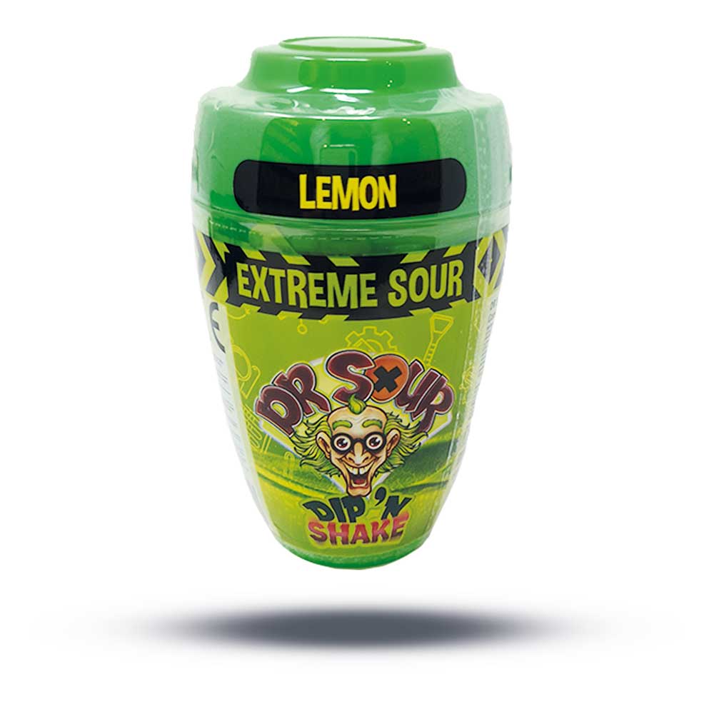 Un paquet vert sur fond blanc avec un docteur fou aux cheveux verts et «Lemon » écrit en noir