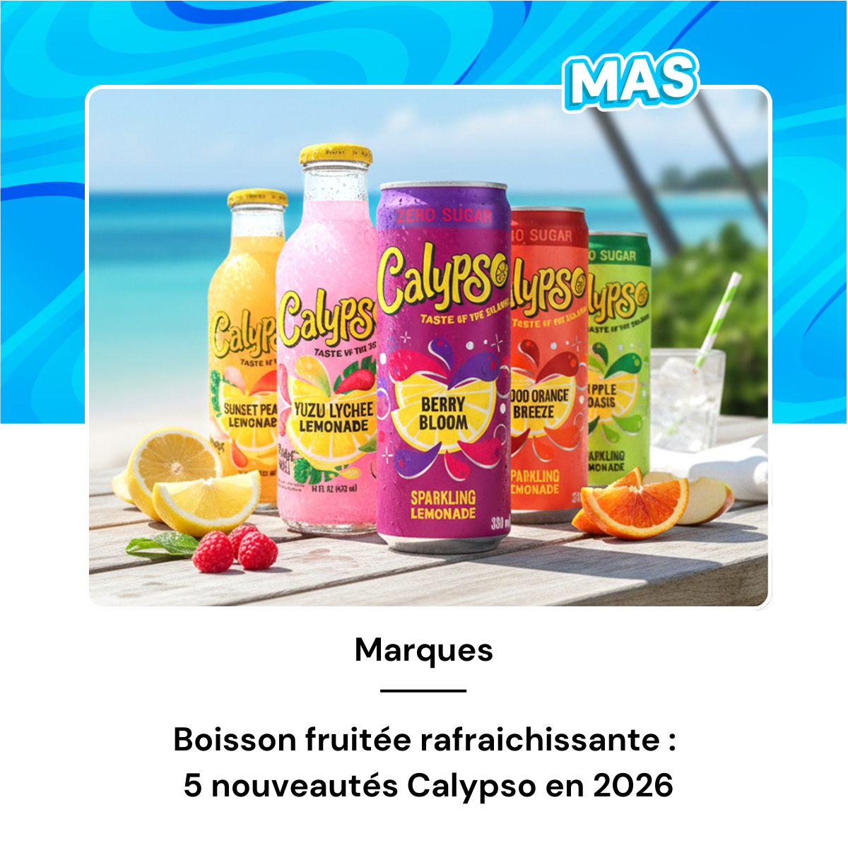 Boisson fruitée rafraichissante : 5 nouveautés Calypso en 2026