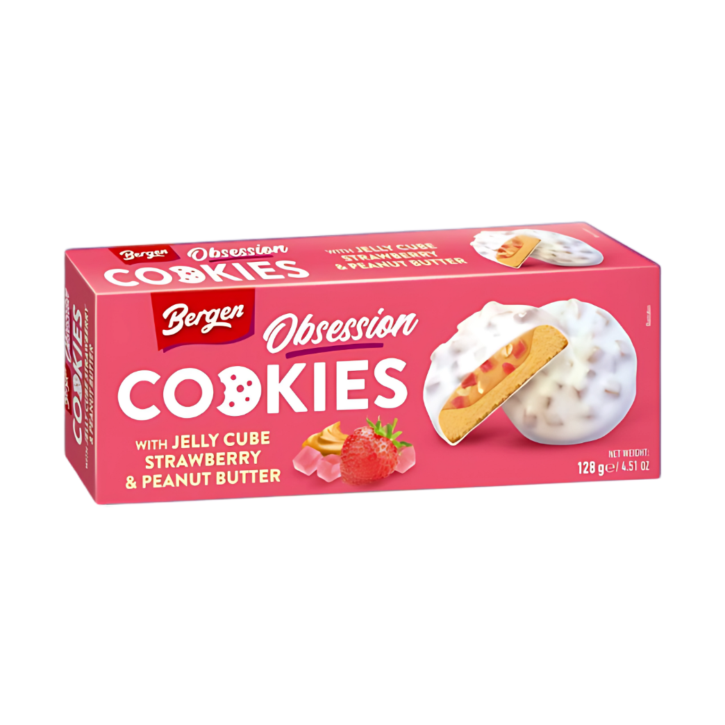 Bergen Biscotti Cubo di Gelatina Fragola & Burro di Arachidi
