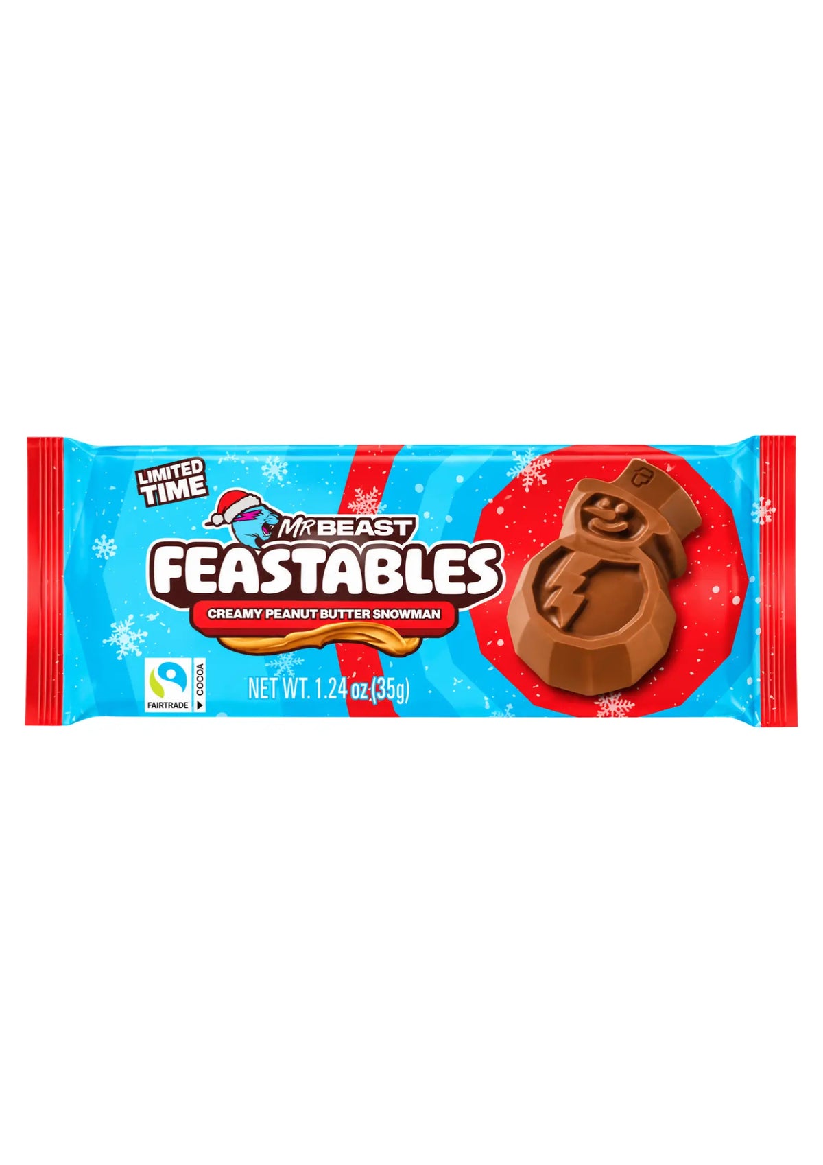 Tazza di cioccolato al latte cremoso al burro di arachidi Snowman Feastables di Mr Beast