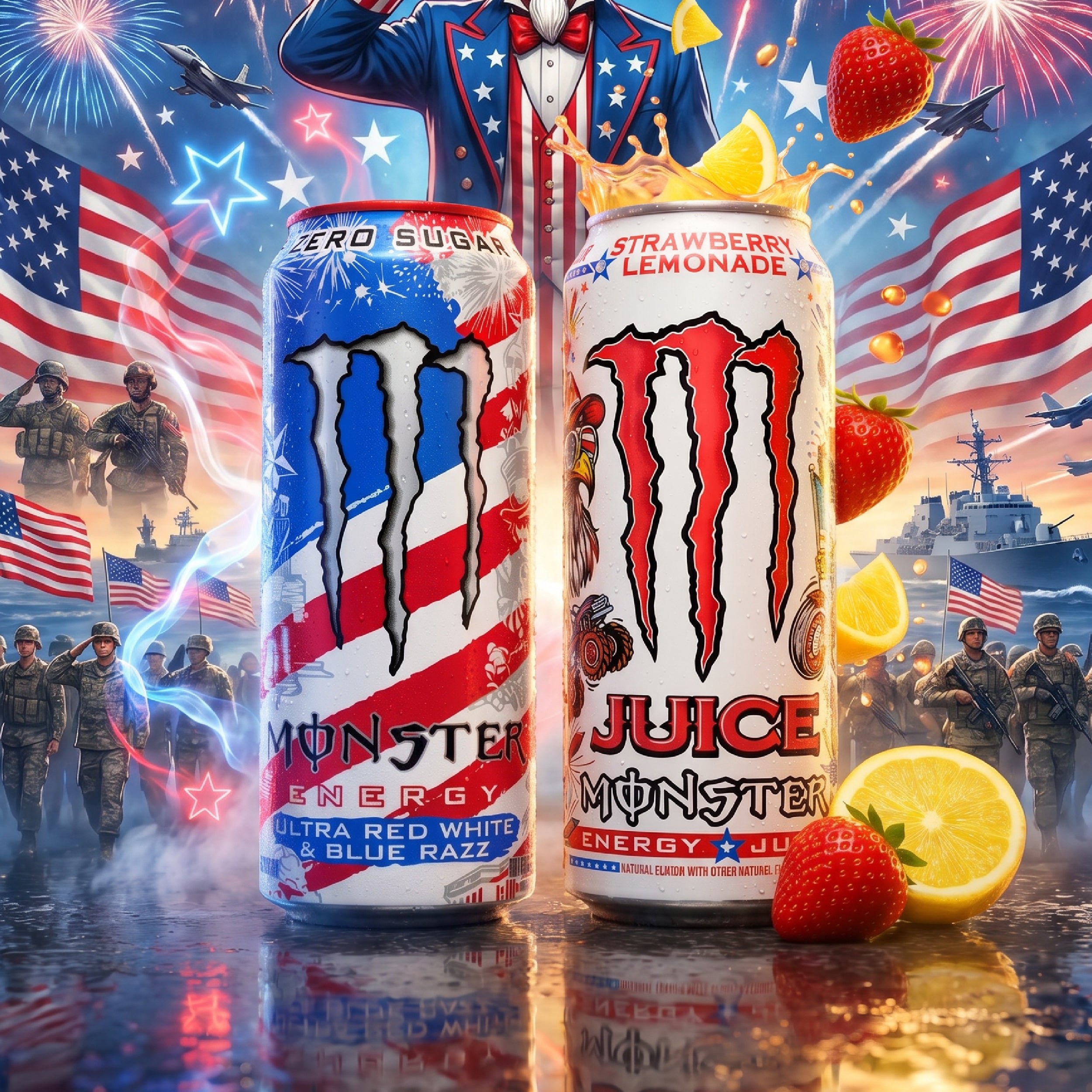 Monster Ultra Red White Blue Razz