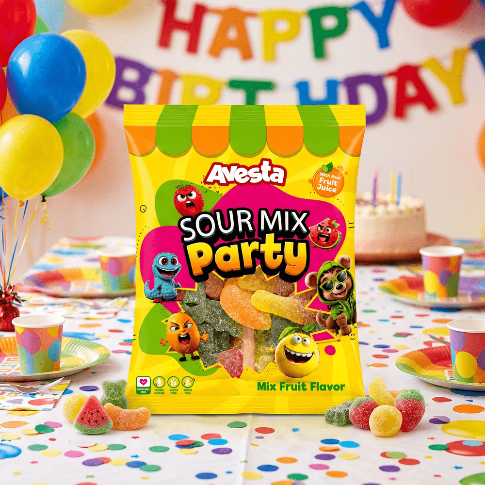 Avesta Sour Mix Caramelle Gommose al Gusto di Frutta per Feste