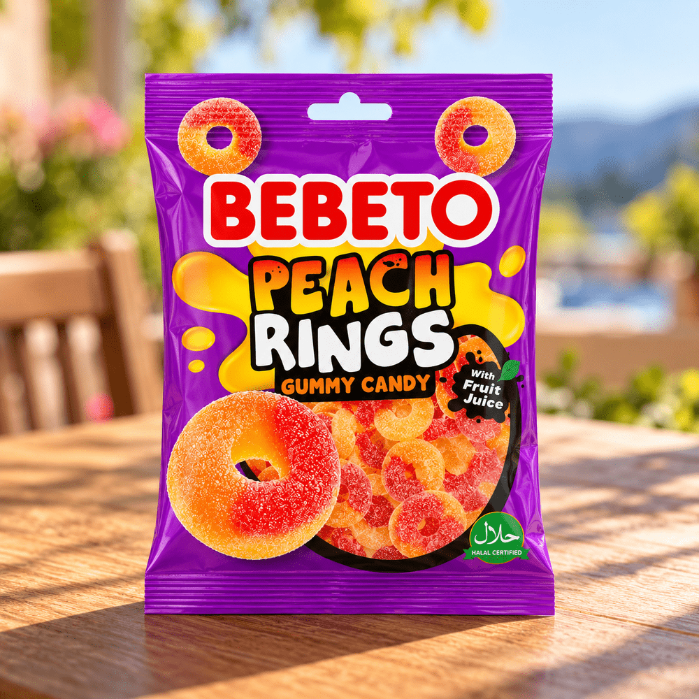 Anelli di gelatina al gusto pesca Bebeto
