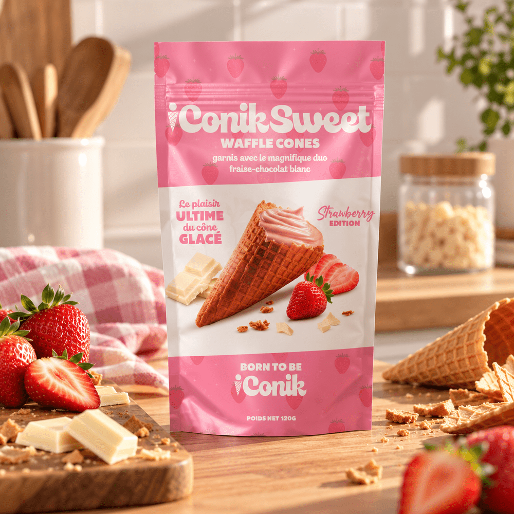 iConiksweet Coni di wafer al cioccolato bianco e fragola