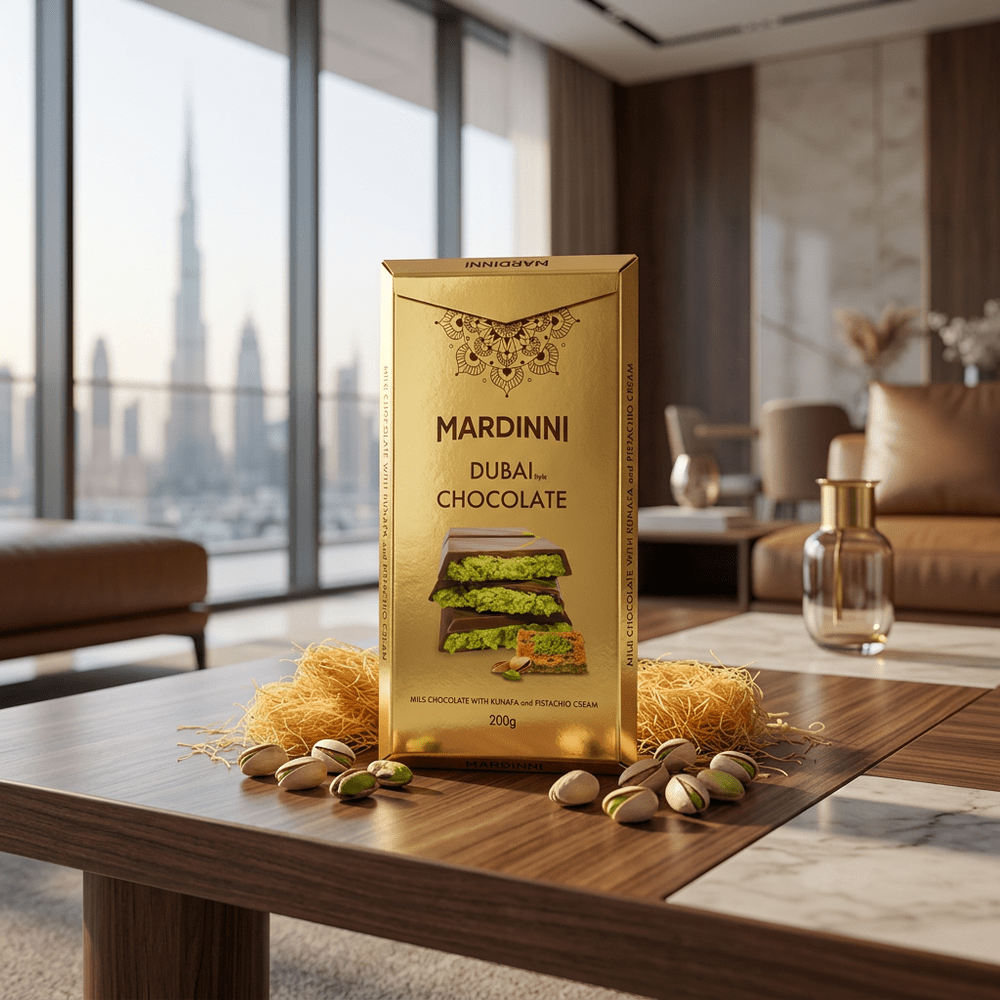 Cioccolato Mardinni Dubai con Kunafa e Crema di Pistacchio Grande