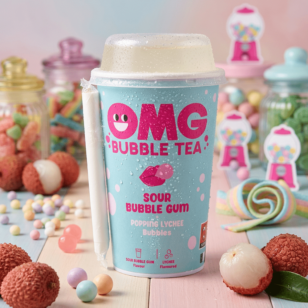 OMG Bubble Tea Gomma da Masticare Aspro Litchi