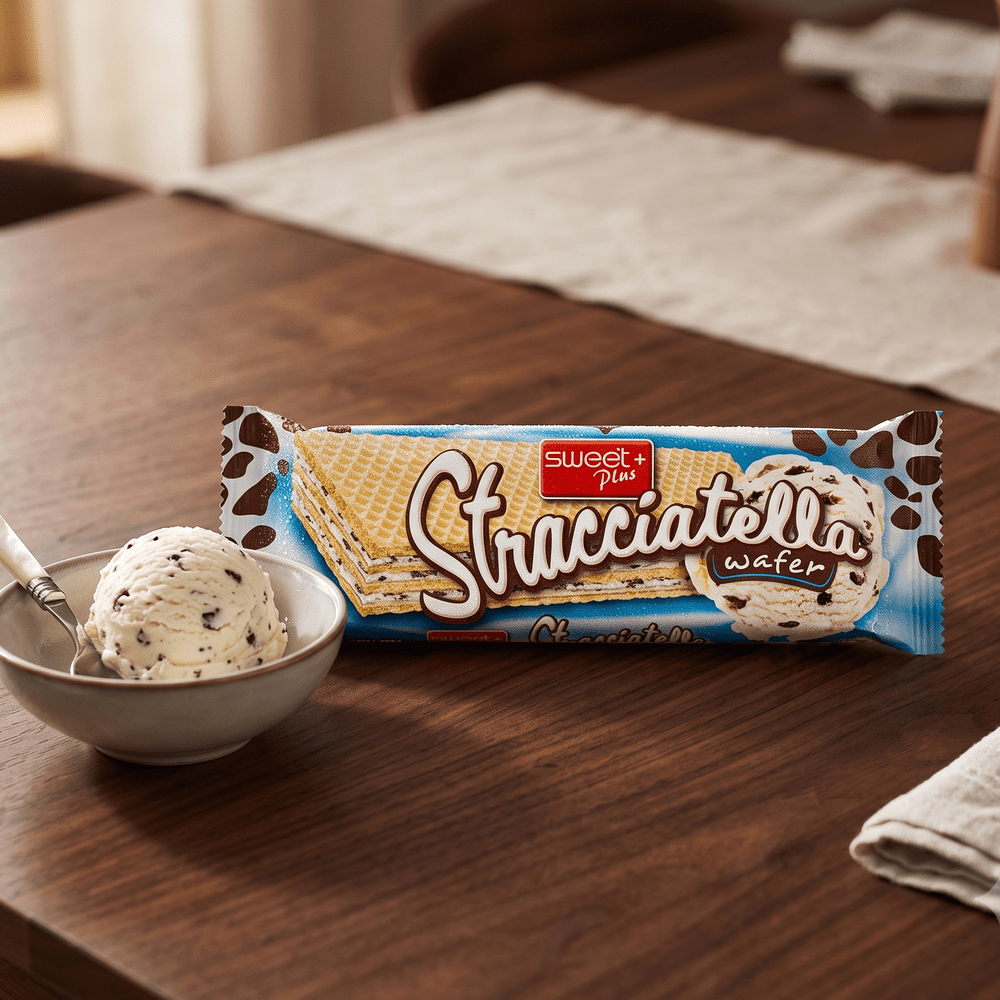 Sweet Plus Wafer Stracciatella Crema al Latte e Gocce di Cioccolato Fondente