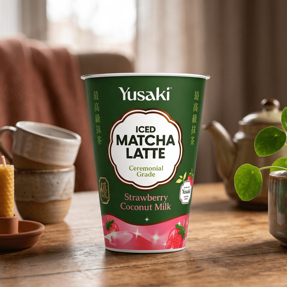 Yusaki Iced Matcha Latte Strawberry Coconut Milk