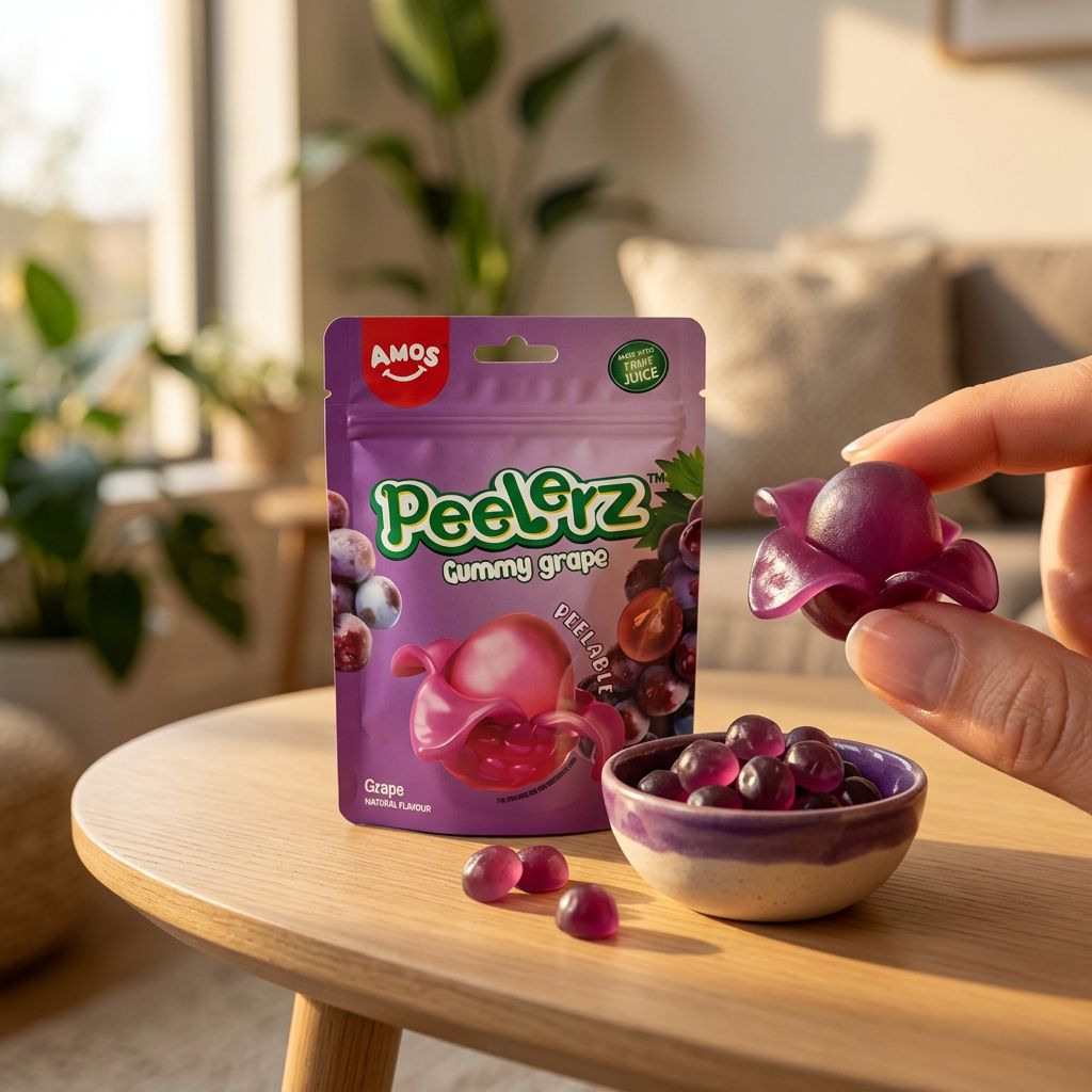 Amos Peelerz Gummy Grape, bonbons gummy raisin a eplucher, confiserie importee, disponible sur My American Shop