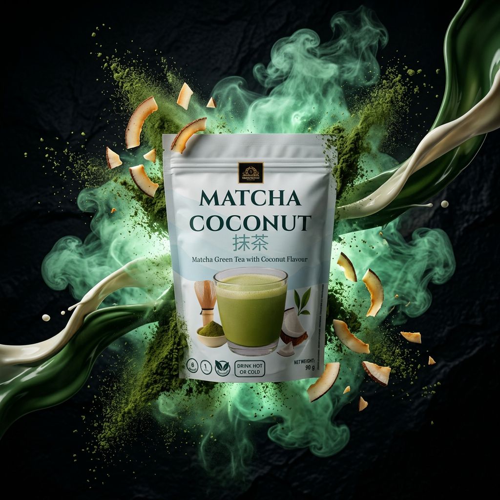 Bardollini Matcha Coconut, poudre lactée instantanée matcha et coco importée, disponible sur My American Shop