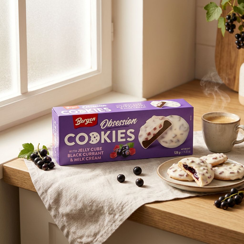 Bergen Biscotti Cubo di Gelatina Ribes Nero & Crema al Latte
