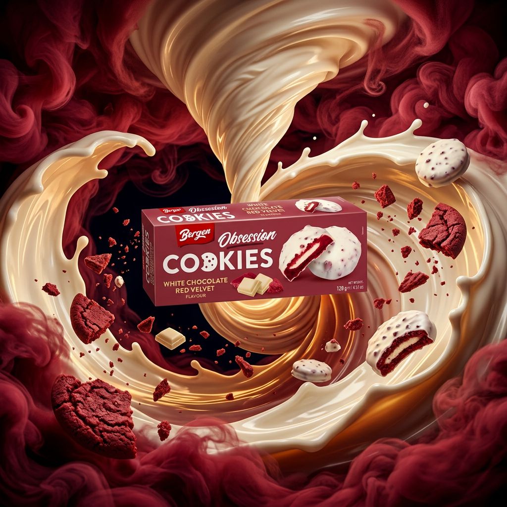 Bergen Obsession Cookies Red Velvet, biscuits fourrés saveur gâteau américain, disponible sur My American Shop