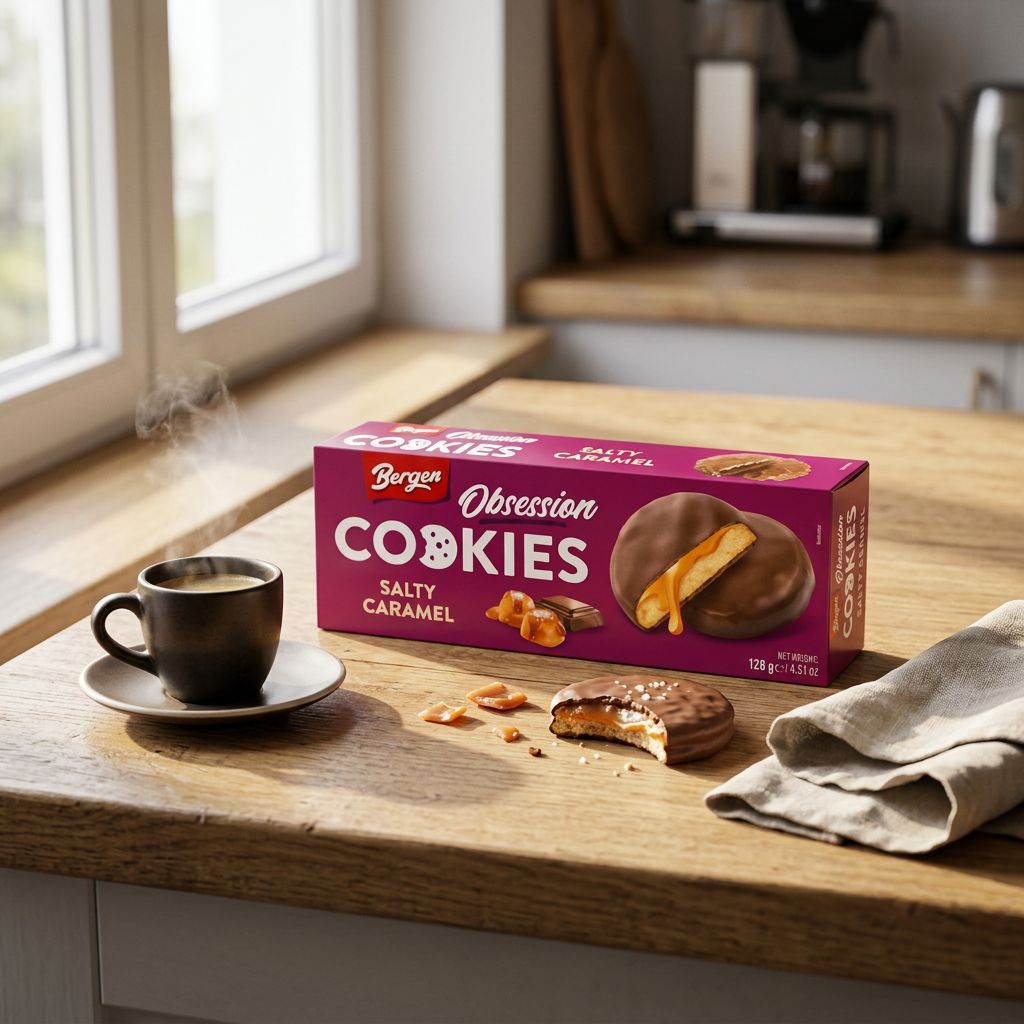 Bergen Obsession Cookies Caramel Salé, biscuit premium importé, disponible sur My American Shop