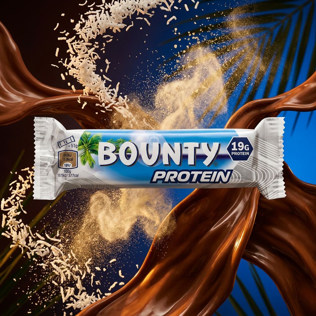 Bounty Protein Bar noix de coco chocolat au lait 34,6g protéines barre individuelle, disponible sur My American Shop