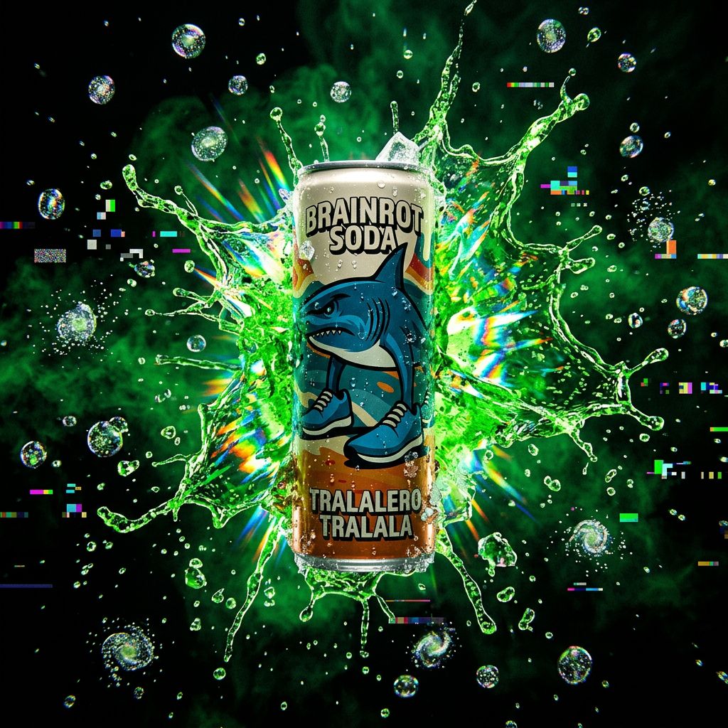 Brainrot Soda Tralalero Tralalala, soda pétillant zéro sucre américain en canette, disponible sur My American Shop