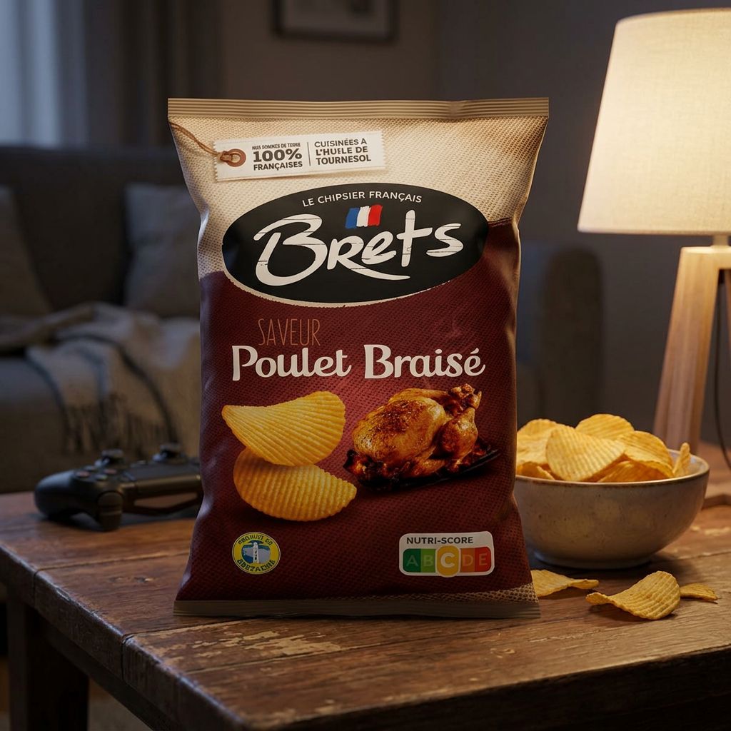 Chips Brets Flavour Braised Chicken saveur poulet braisé, snack européen premium, disponible sur My American Shop