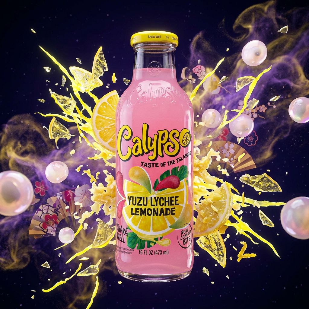 Calypso Lemonade Yuzu Lychee, limonade americaine 473ml saveur yuzu litchi citron, disponible sur My American Shop