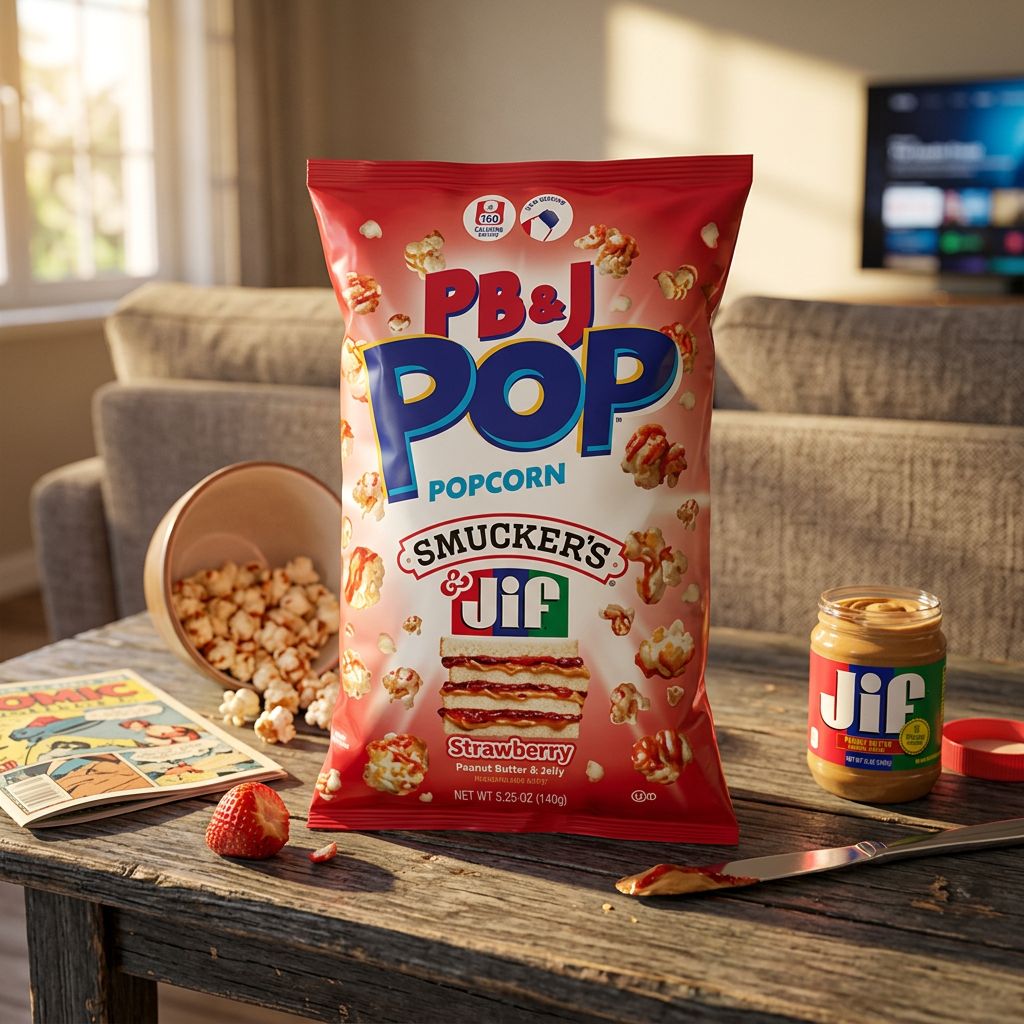 Candy Pop Popcorn Burro di Arachidi & Marmellata di Fragola