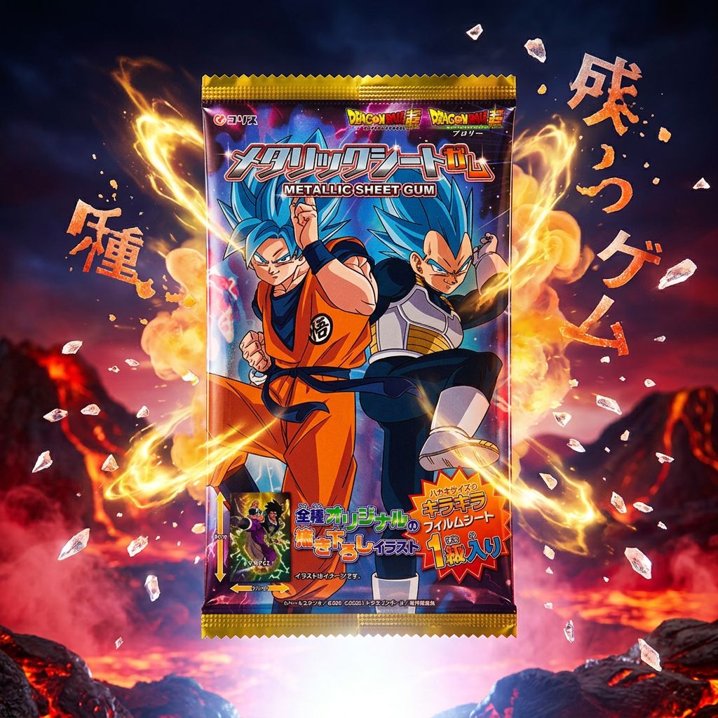 Coris Dragon Ball Metal Sheet Gum, chewing-gum japonais collector en boîte métal, disponible sur My American Shop