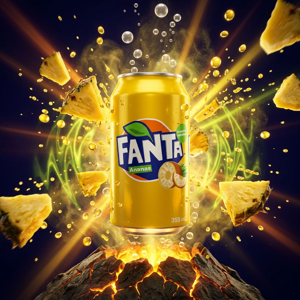 Fanta Ananas, canette soda tropical importée des USA, goût ananas intense, disponible sur My American Shop
