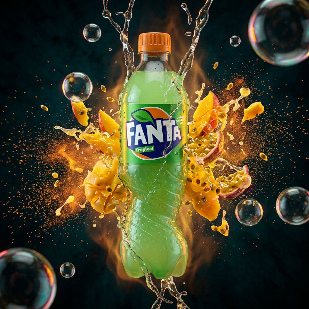 Fanta Tropical en bouteille, soda pétillant arômes exotiques, disponible sur My American Shop