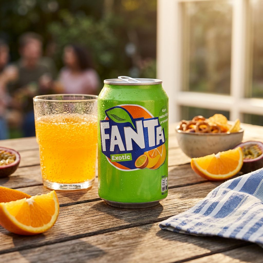 Fanta Exotic soda fruité orange pêche passion format petit, boisson gazeuse importée disponible sur My American Shop