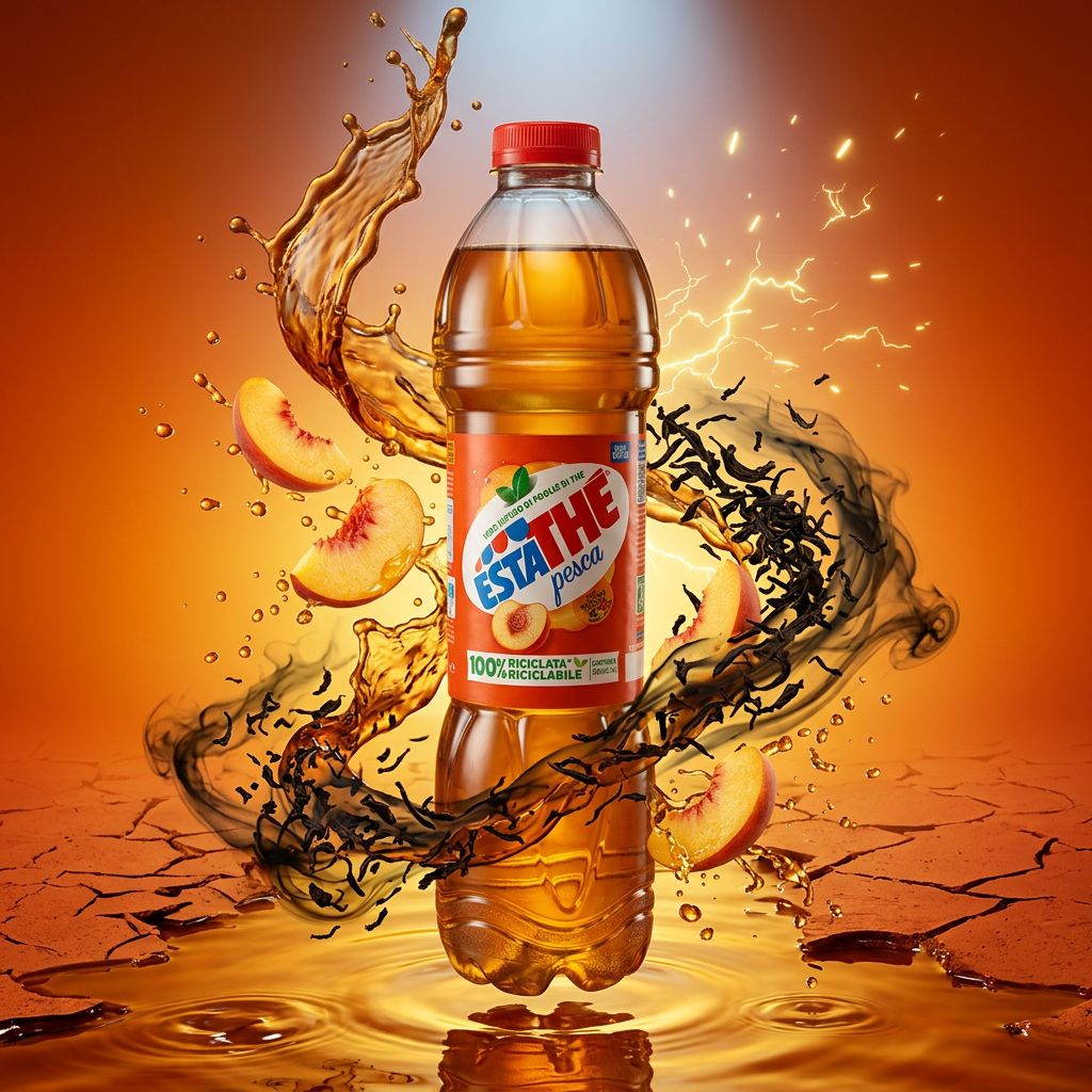 Ferrero Estathé Peach Big, thé glacé italien saveur pêche en grande bouteille, origine Italie, disponible sur My American Shop