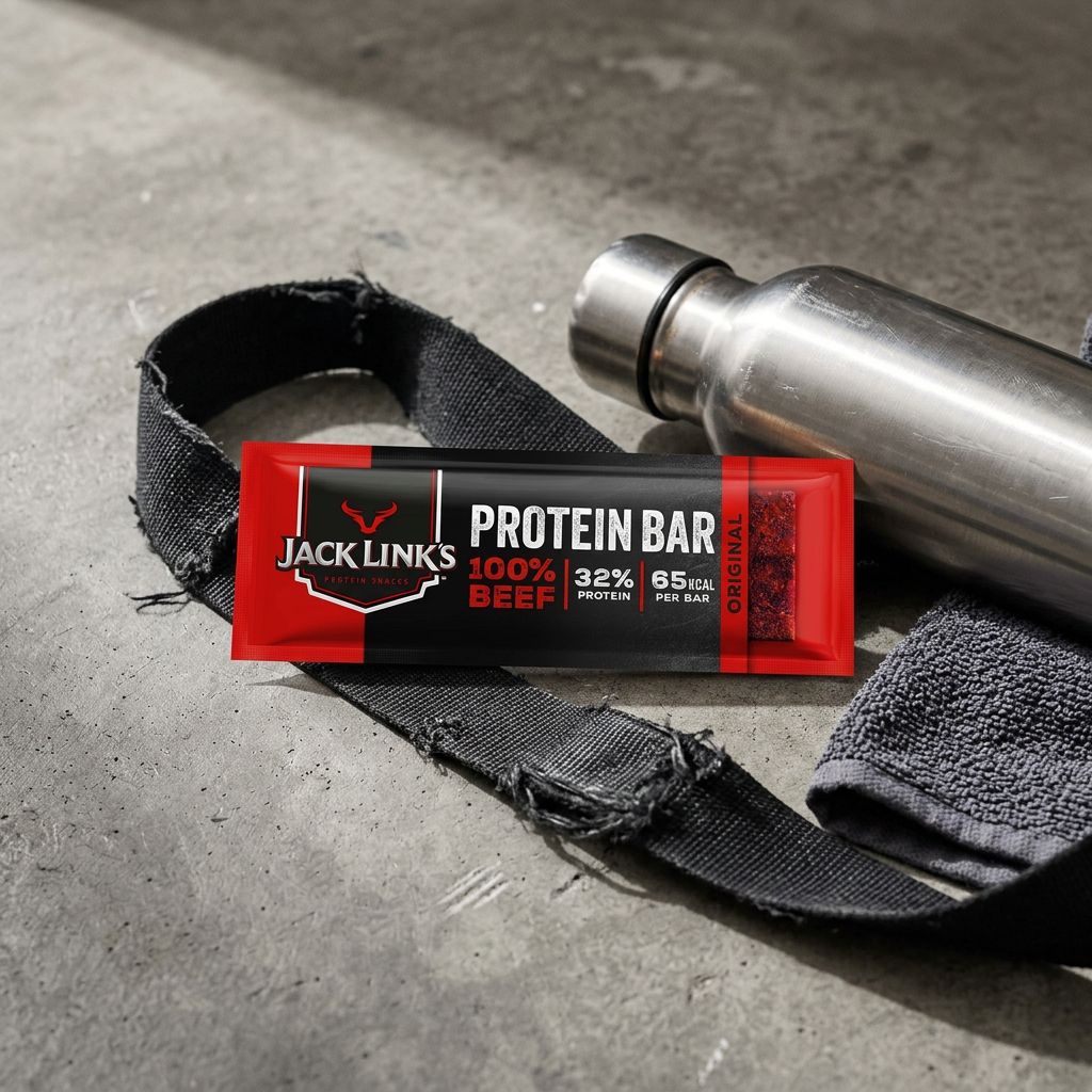 Jack Link's Protein Bar Original, barre protéinée au bœuf séché, 32g protéines, snack américain, disponible sur My American Shop