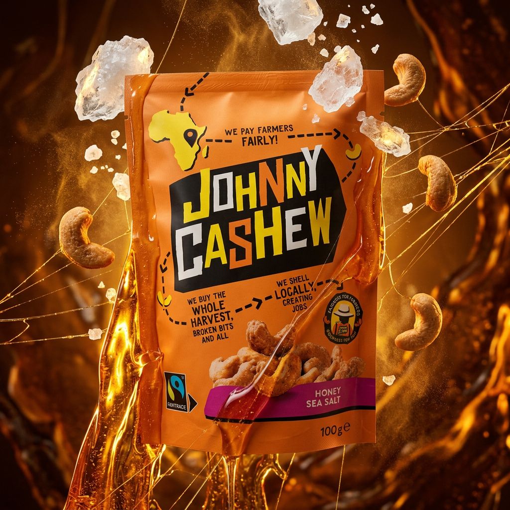 Johnny Cashew Honey Sea Salt, noix de cajou caramel miel et sel de mer, snack américain disponible sur My American Shop