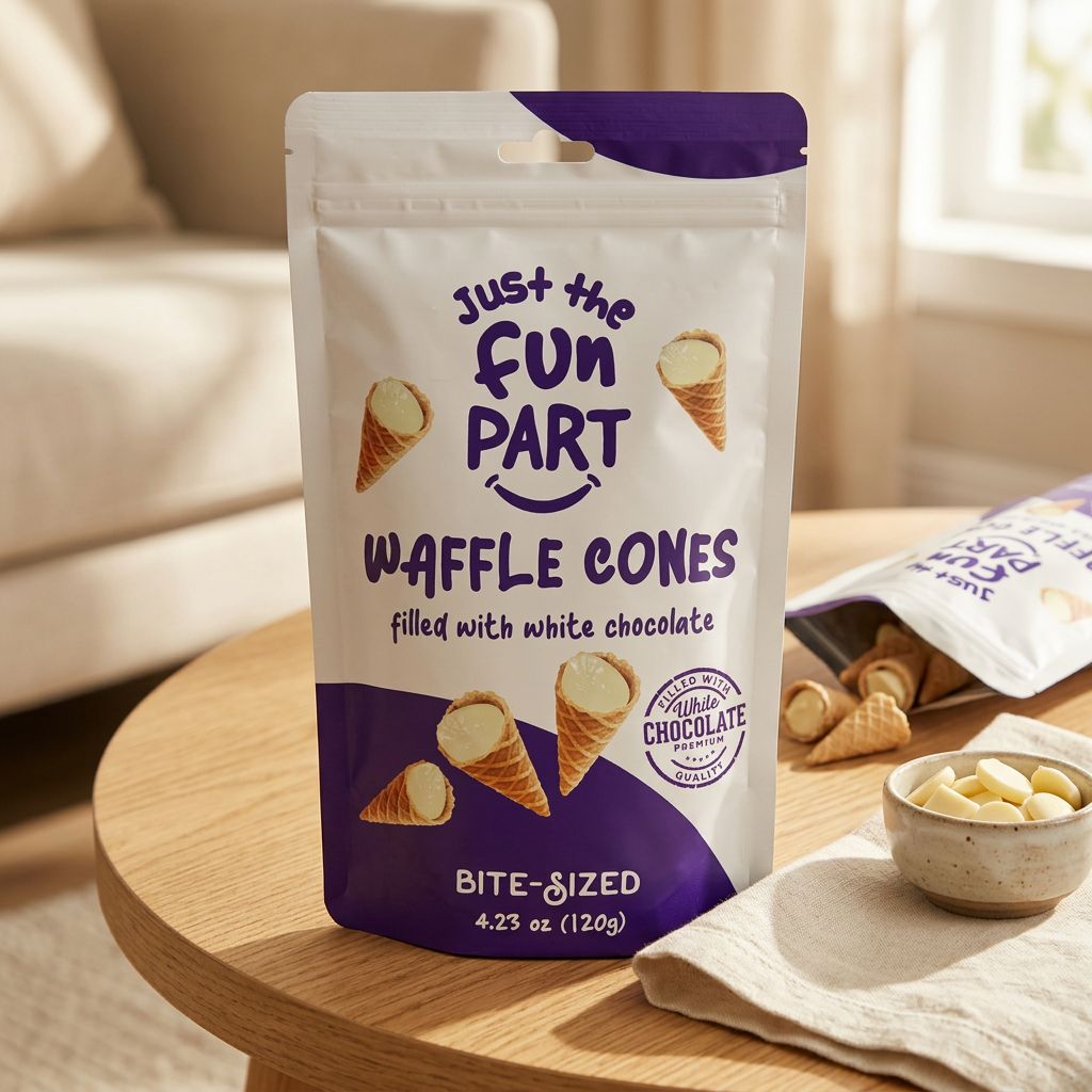 Just The Fun Part White Chocolate, biscuit gaufrette enrobé chocolat blanc, snack américain disponible sur My American Shop