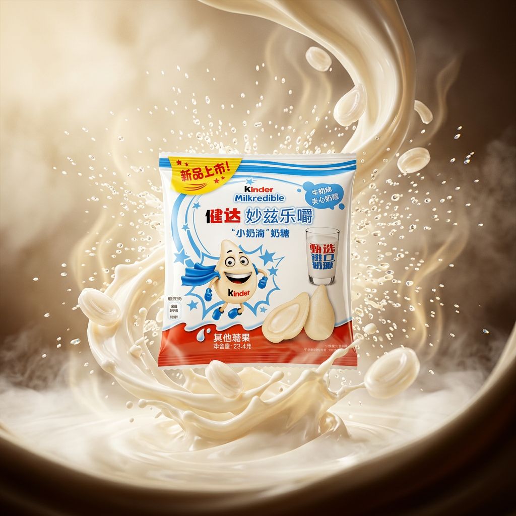 Kinder Milkredible White, bonbon au lait avec coeur cremeux, format drop, origine Chine, disponible sur My American Shop