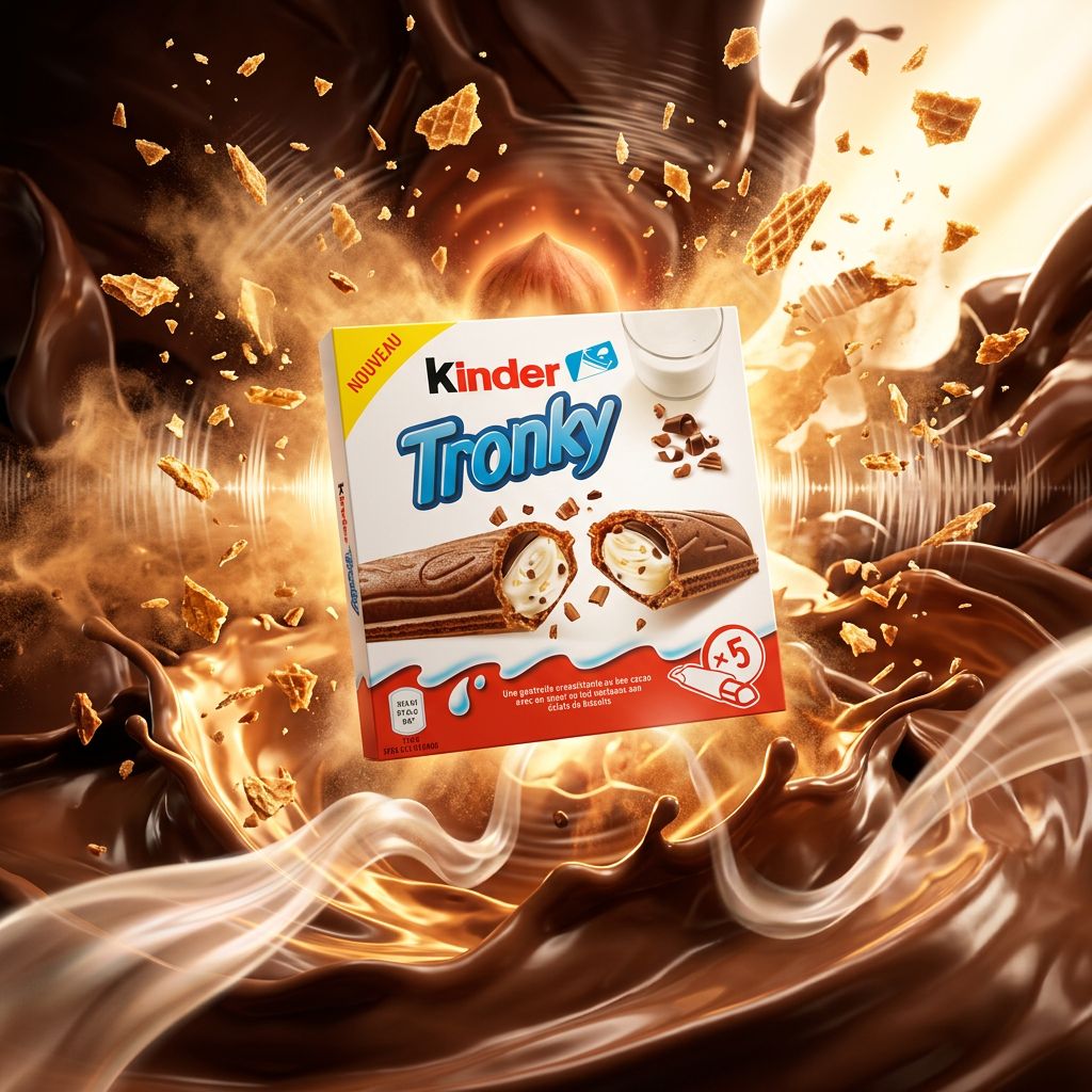 Kinder Tronky Big, biscuit wafer enrobé chocolat noisette format généreux, disponible sur My American Shop