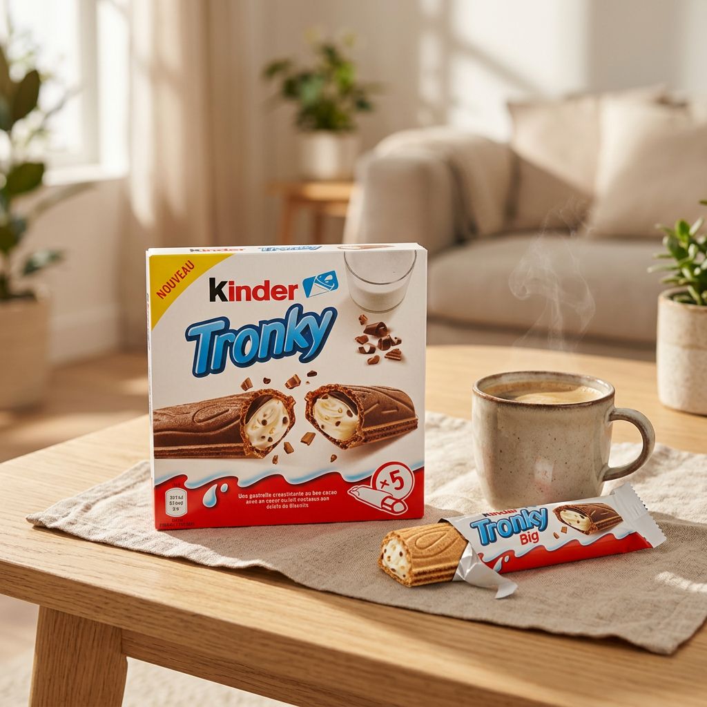 Kinder Tronky Big, biscuit wafer enrobé chocolat noisette format généreux, disponible sur My American Shop