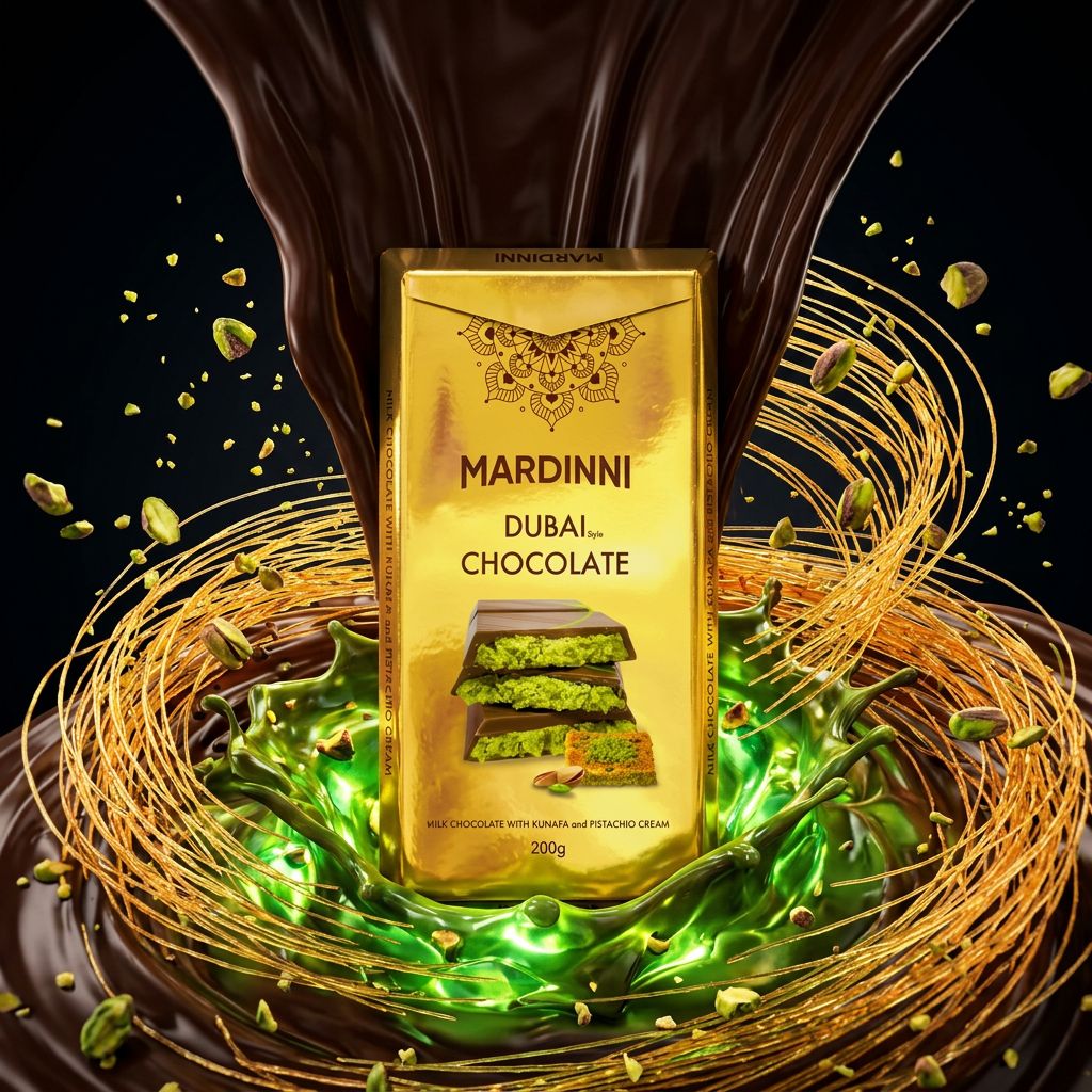 Cioccolato Mardinni Dubai con Kunafa e Crema di Pistacchio Medio