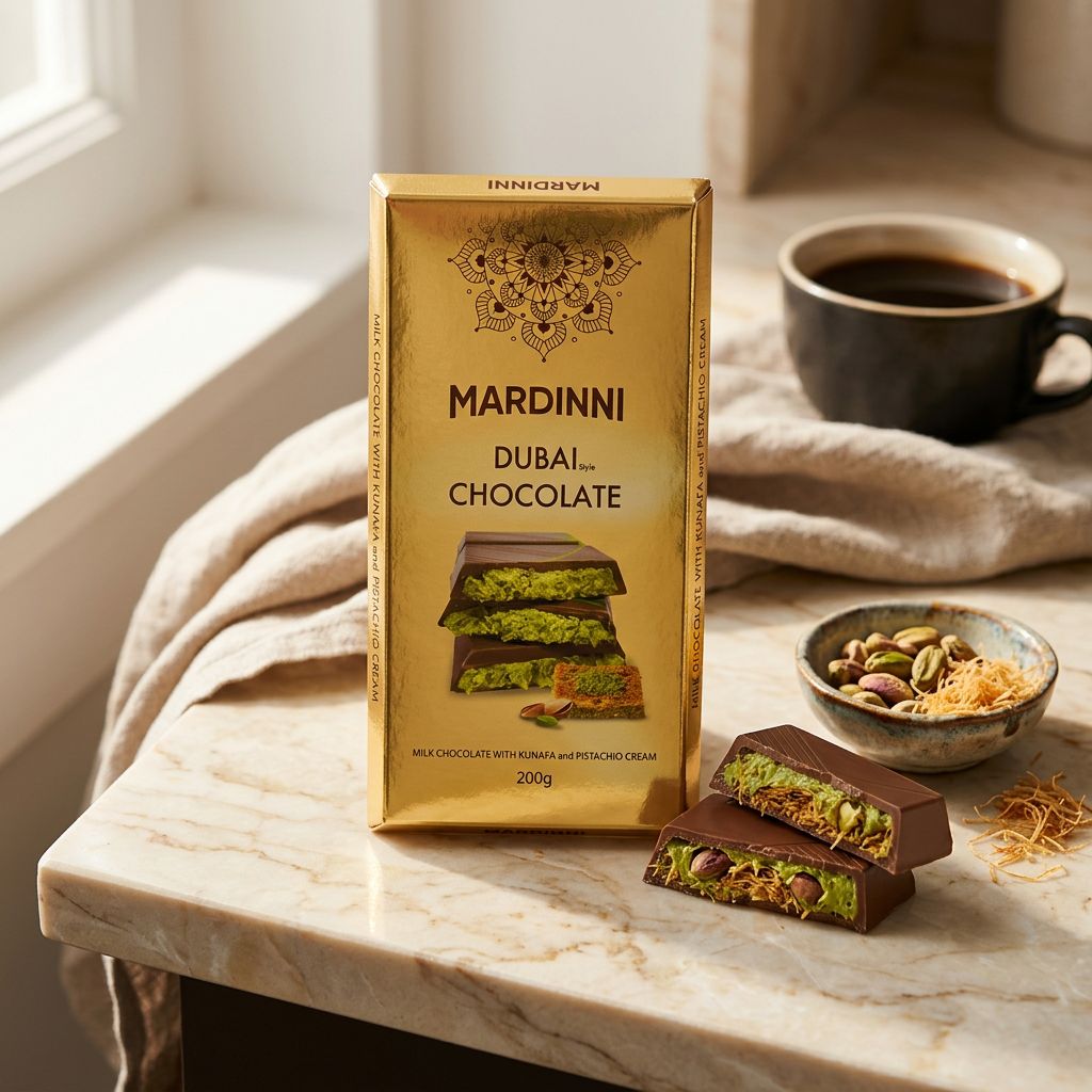 Cioccolato Mardinni Dubai con Kunafa e Crema di Pistacchio Medio