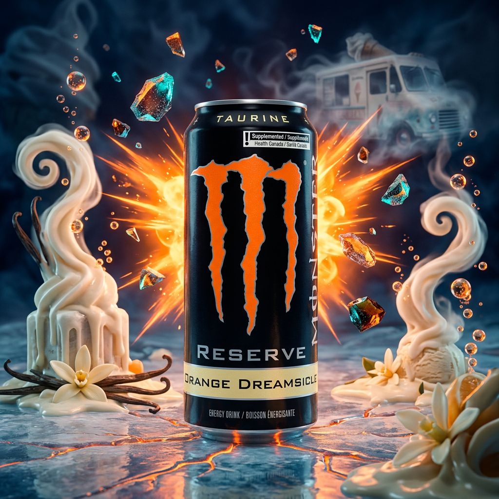 Monster Energy Dreamsicle Orange, canette 500ml importée des États-Unis, saveur orange crémeuse, disponible sur My American Shop